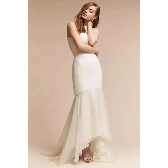 NWT $1000 Theia Couture × BHLDN Ivory Bride Weddinng Mermaid Maxi Dress …